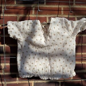 Rylee + Cru Cream and Brown Kids Top